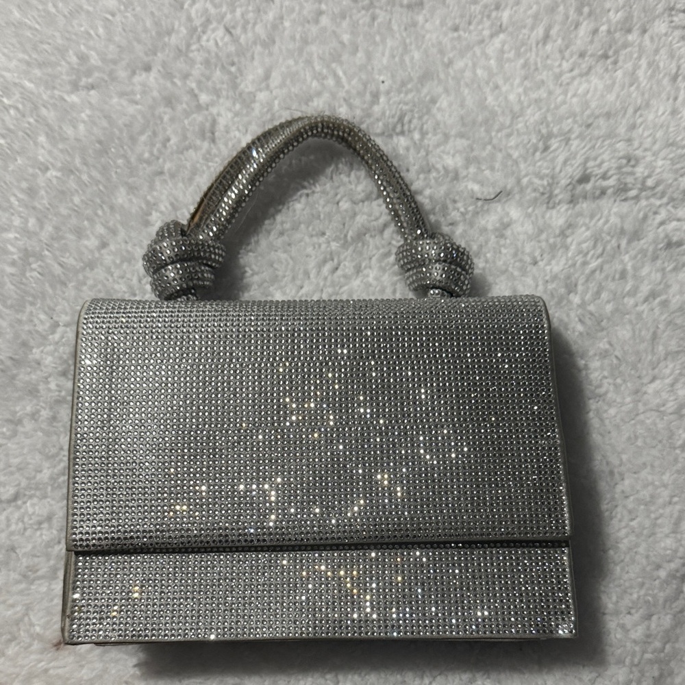 Zara Sparkling Silver Clutch